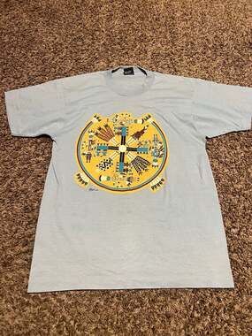 Vintage 90s Native American Sand Painting T-Shirt Screen Stars Best Hazelwood